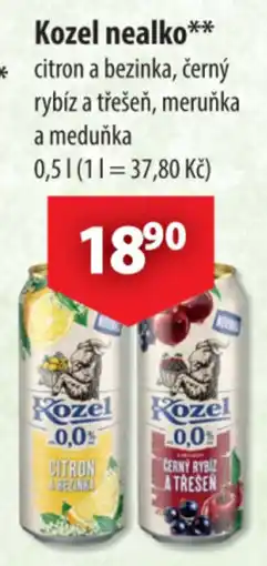 CBA Kozel nealko citron a bezinka a meruňka a meduňka nabídka