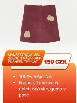 Sinsay Pusheen the Cat manšestrová mini sukne s nášivkami nabídka