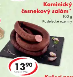 CBA Kostelecké uzeniny kominický česnekový salám nabídka