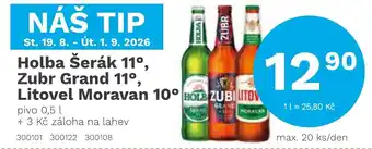 Holba Šerák 11°, Zubr Grand 11°, Litovel Moravan 10°