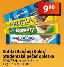 COOP TIP Kofila/Banány/Koko/Studentská pečeť oplatka nabídka