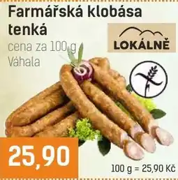 Konzum Váhala farmářská klobása tenká nabídka