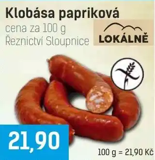 Režnictví Sloupnice klobása papriková