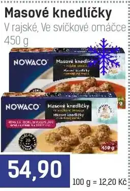 Konzum Nowaco masové knedlíčky v rajské, ve svíčkové omáčce nabídka
