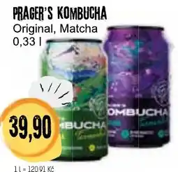 Konzum Prager's kombucha original, matcha nabídka