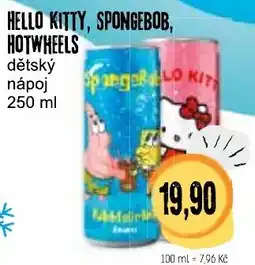 Konzum Hello Kitty, SpongeBob, HotWheels dětský nápoj nabídka
