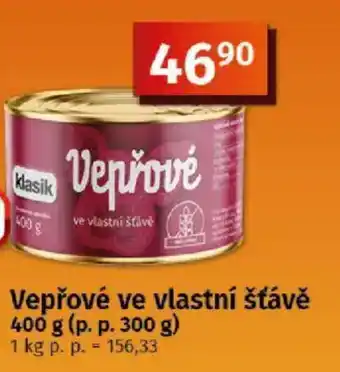 COOP TIP Klasik vepřové ve vlastní šťávě nabídka
