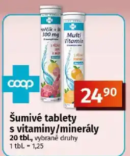 COOP TIP Coop šumivé tablety s vitaminy/minerály nabídka