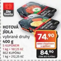 Konzum Die Gusta hotová jídla vybrané druhy nabídka