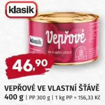 Konzum Klasik vepřové ve vlastní šťávě nabídka