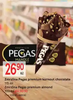 Žabka Pegas zmrzlina premium kornout chocolate nabídka