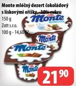 Partner Maloobchodní síť Monte mléčný dezert čokoládový s lískovými oříšky nabídka