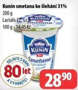 Partner Maloobchodní síť Kunín smetana ke šlehání 31% nabídka