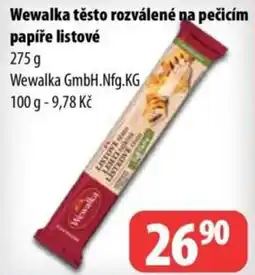 Partner Maloobchodní síť Wewalka těsto rozválené na pečícím papíře listové nabídka