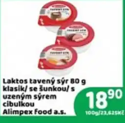 Brněnka Alimpex food a.s. laktos tavený sýr klasik se šunkou s uzeným sýrem cibulkou nabídka