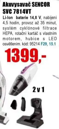 EVA Sencor akuvysavač svc 7814vt nabídka