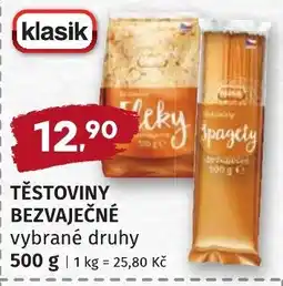 Coop hb Klasik těstoviny bezvaječné vybrané druhy nabídka