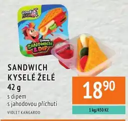 Coop hb Violet Kangaroo sandwich kyselé želé s dipem s jahodovou příchutí nabídka