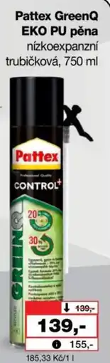Barvy a laky drogerie Pattex GreenQ EKO PU pěna nízkoexpanzní trubičková nabídka