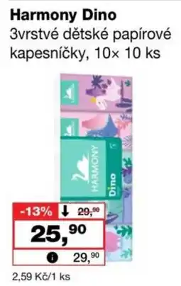 Barvy a laky drogerie Harmony Dino 3vrstvé dětské papírové kapesníčky nabídka
