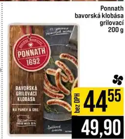 Jip Ponnath bavorská klobása grilovací nabídka