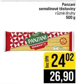 Jip Panzani semolinové těstoviny nabídka