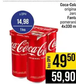 Jip Coca-Cola original taste, Coca-Cola zero, Fanta pomeranč nabídka