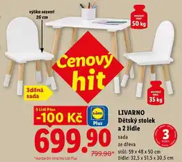 Lidl LIVARNO Dětský stolek a 2 židle sada ze dřeva nabídka