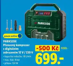 Lidl PARKSIDE pouze online PARKSIDE Přenosný kompresor s digitálním zobrazením 12 V/230 V nabídka