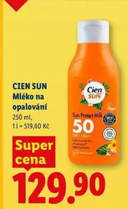 Lidl Mléko na opalování CIEN SUN nabídka