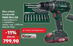 Kaufland Parkside aku vrtací šroubovák PABS 20-Li G8 nabídka