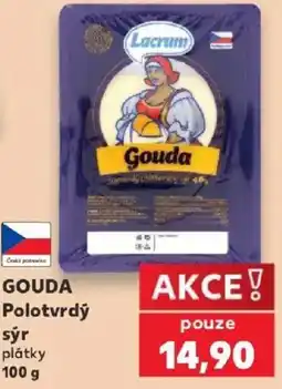Kaufland Lacrum Gouda Polotvrdý sýr plátky nabídka