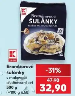 Kaufland K Classic bramborové šulánky s makovou/ořechovou náplní nabídka