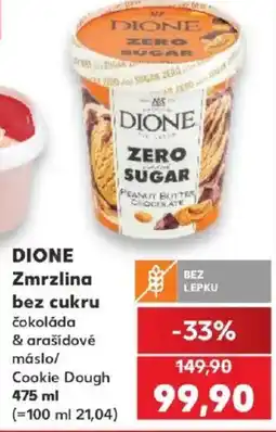 Kaufland Dione zmrzlina bez cukru čokoláda & arašídové máslo/ cookie dough nabídka