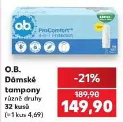 Kaufland O.B. Dámské tampony nabídka