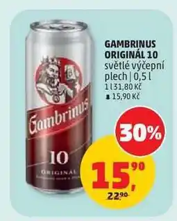 Penny Market GAMBRINUS ORIGINÁL 10 světlé výčepní nabídka