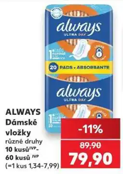 Kaufland Always Dámské vložky nabídka