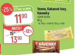 Globus Vesna, Kakaové řezy, Kávenky nabídka