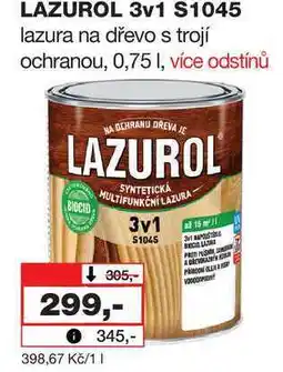 Barvy a laky drogerie LAZUROL 3v1 S1045 lazura na dřevo s trojí ochranou nabídka