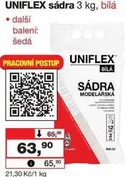 Barvy a laky drogerie UNIFLEX sádra 3 kg, bílá ⚫ další balení nabídka