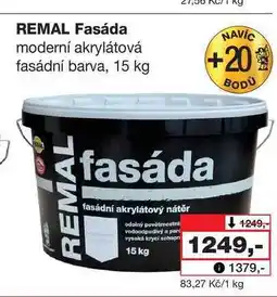 Barvy a laky drogerie REMAL Fasáda moderní akrylátová fasádní barva nabídka