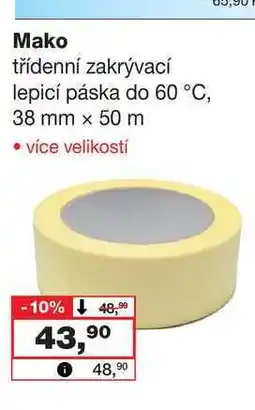 Barvy a laky drogerie Mako třídenní zakrývací lepicí páska do 60 °C, 38 mm x 50 m nabídka