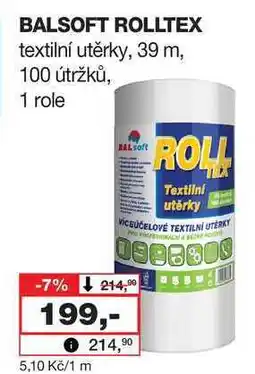 Barvy a laky drogerie BALSOFT ROLLTEX textilní utěrky, 39 m, 100 útržků, 1 role nabídka