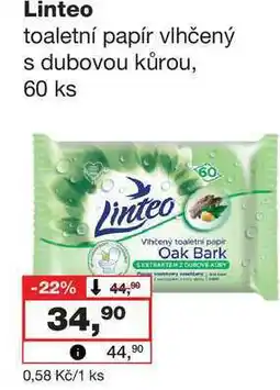 Barvy a laky drogerie Linteo toaletní papír vlhčený s dubovou kůrou, 60 ks nabídka