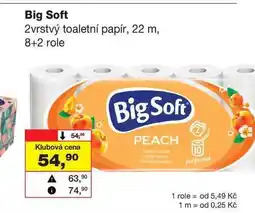 Barvy a laky drogerie Big Soft 2vrstvý toaletní papír, 22 m, 8+2 role nabídka