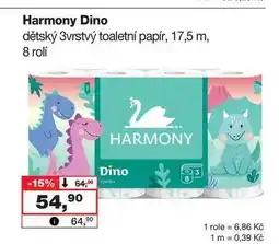 Barvy a laky drogerie Harmony Dino dětský 3vrstvý toaletní papír, 17,5 m, 8 rolí nabídka