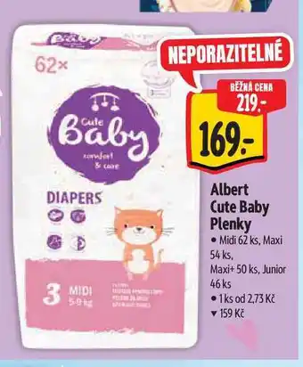 Albert Albert Cute Baby Plenky Midi 62 ks, Maxi 54 ks, Maxi+ 50 ks, Junior 46 ks nabídka