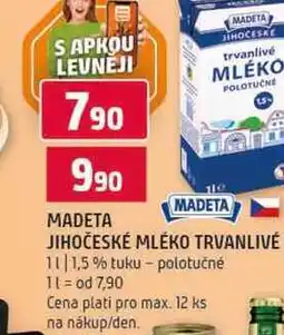 Terno MADETA JIHOČESKÉ MLÉKO TRVANLIVÉ 1l 1,5% tuku nabídka