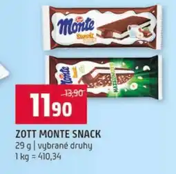 Terno Zott Monte Snack nabídka