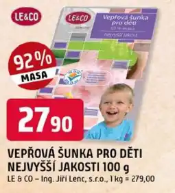 Trefa Le&co vepřová šunka pro děti nabídka